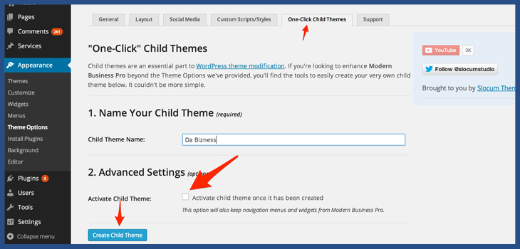 Create a child theme css