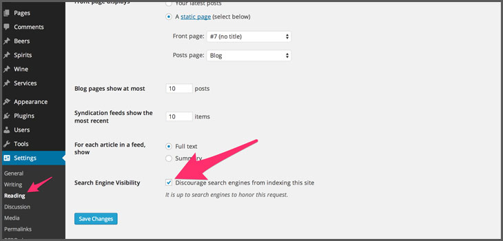 Reading Settings WordPress SEO