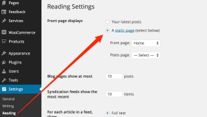 WordPress Front Page Reading Settings
