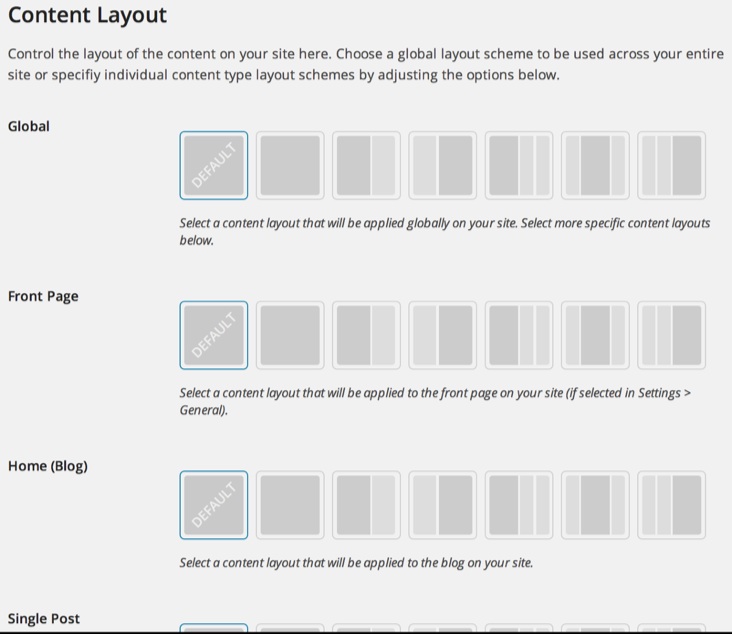 theme options layouts wordpress