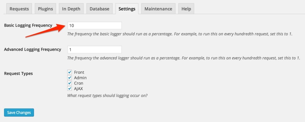 Change logging frequency Performance Profiler