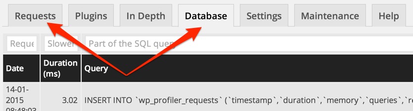 Track database requests wordpress