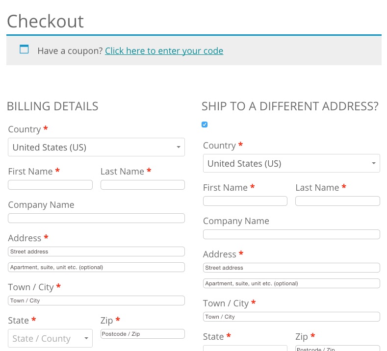 Checkout page woocommerce 2.3