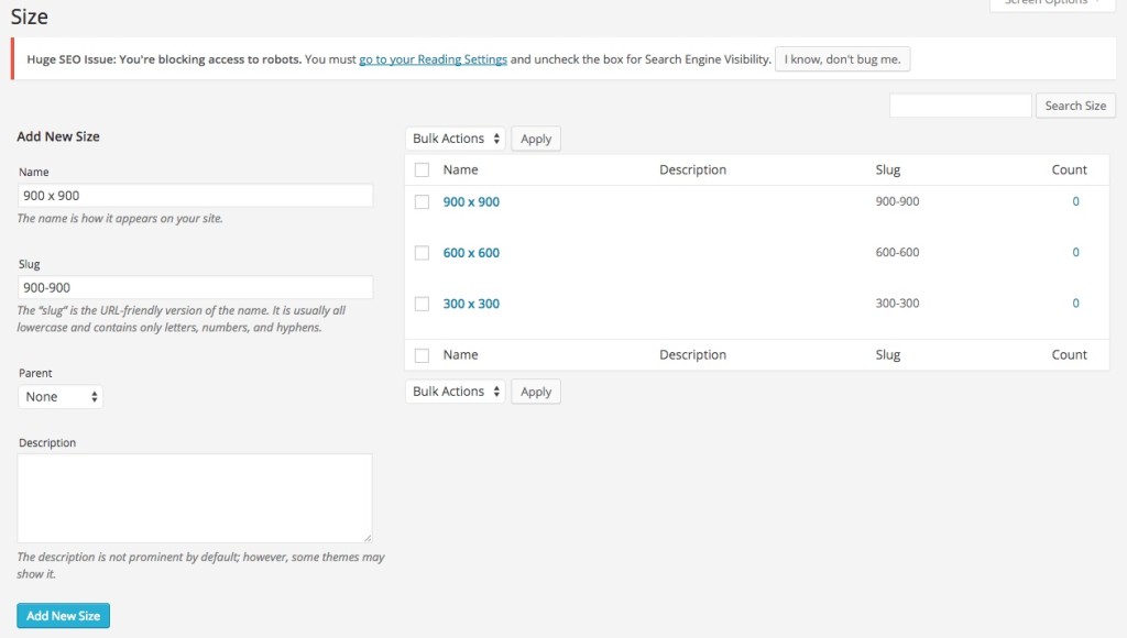 Create options in Attributes on WooCommerce