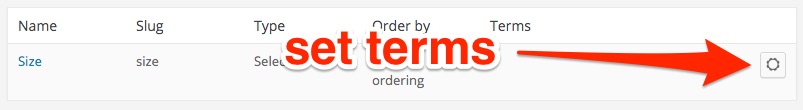 Set Terms from Attributes page WooCommerce