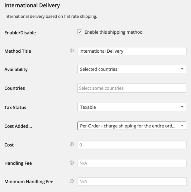 International Delivery in WooCommerce