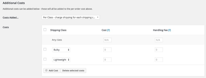 Apply shipping class WooCommerce