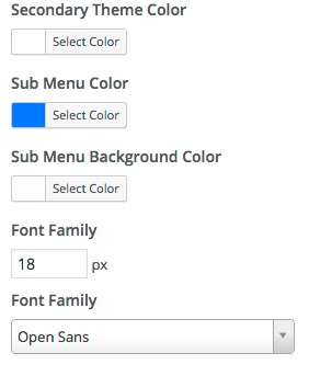 secondary menu customizer