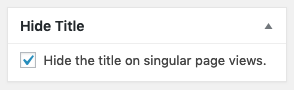 Remove the Title from a WordPress Page