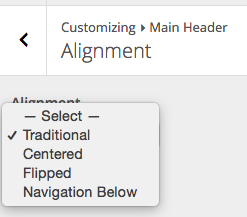 Symphony Header alignment options