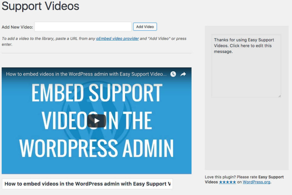 Easily add videos to the admin